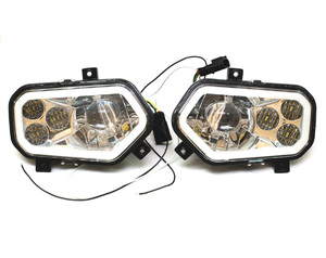 Фары головного света светодиодные Kemimoto (Комплект) для Polaris Sportsman RZR 800S 900 2411593 2411854, 2411594, 2411855, 2410616, 2410615, 2411492, 2411493 lens-rzr900 Светодиодные с LED окантовкой Светодиодные