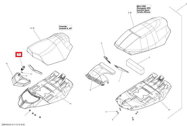 Фиксатор (крепеж) бардачка снегохода BRP Ski-Doo Summit Freeride Tundra 510005623