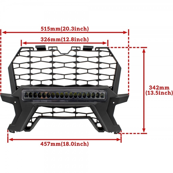 Решетка радиатора с доп фарой Polaris RZR 1000  RZR XP Turbo 2019+ 5455542-070  5455433-070 Kemimoto GR101