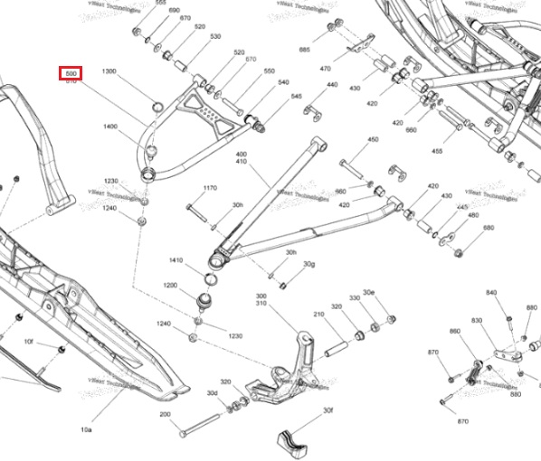 Рычаг передний верхний левый (34") снегохода BRP Ski-Doo 850 600 Summit Turbo Expert (2022+) 505075178
