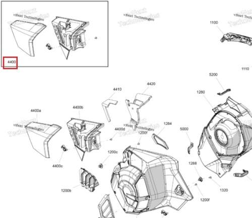 Панель передняя левая для снегохода BRP Ski-doo G5 517308491